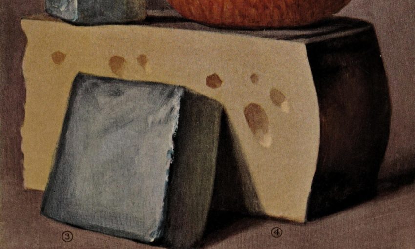 Cheeses illustration from The Encyclopedia of Food by Artemas Ward (1923)